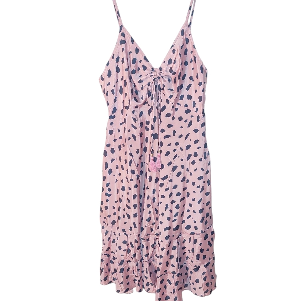 Karma Highway Pink and Black Polka Dot Fabric